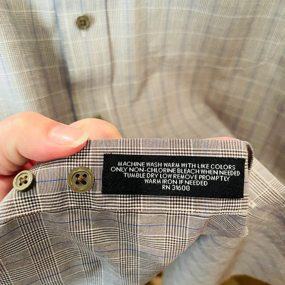 Jos. A. Bank Traveler long sleeve button down shirt houndstooth SZ M gray white - Picture 9 of 9
